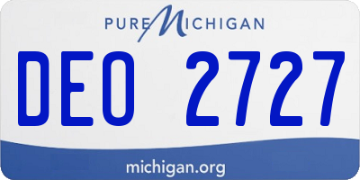MI license plate DEO2727