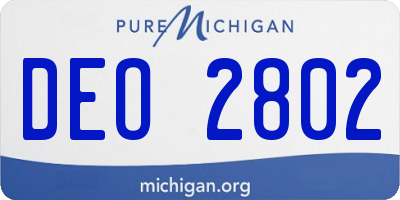 MI license plate DEO2802