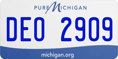MI license plate DEO2909