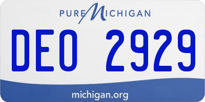 MI license plate DEO2929