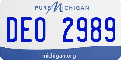 MI license plate DEO2989