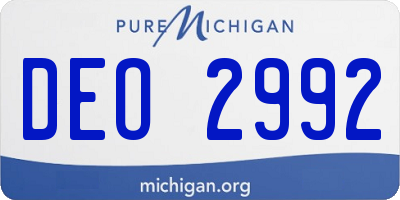 MI license plate DEO2992