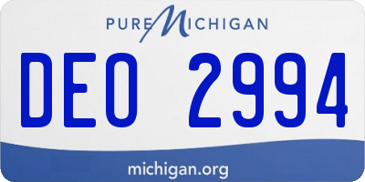 MI license plate DEO2994