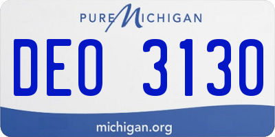 MI license plate DEO3130