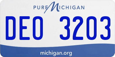 MI license plate DEO3203