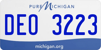 MI license plate DEO3223
