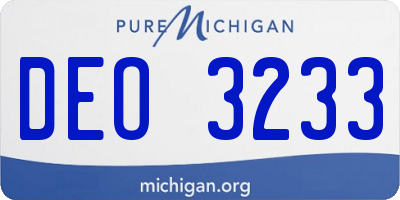 MI license plate DEO3233