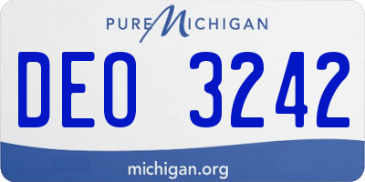 MI license plate DEO3242