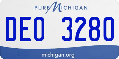 MI license plate DEO3280