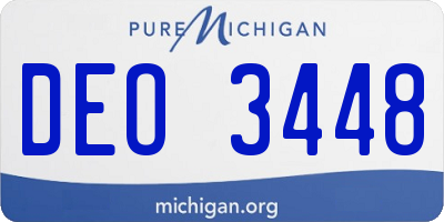 MI license plate DEO3448