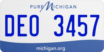 MI license plate DEO3457