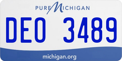 MI license plate DEO3489