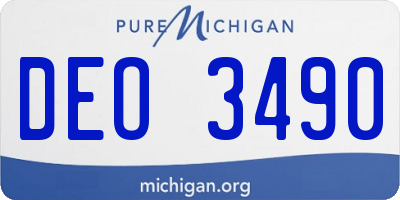 MI license plate DEO3490