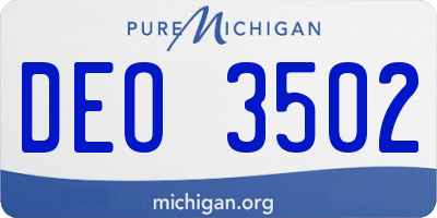 MI license plate DEO3502