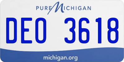 MI license plate DEO3618
