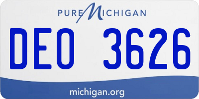 MI license plate DEO3626