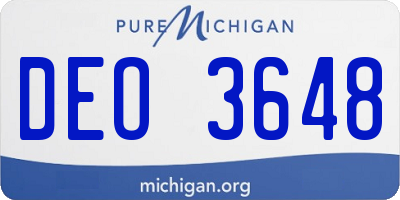 MI license plate DEO3648