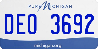 MI license plate DEO3692
