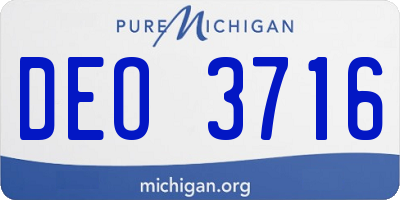 MI license plate DEO3716