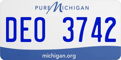 MI license plate DEO3742