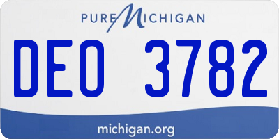 MI license plate DEO3782