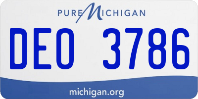MI license plate DEO3786