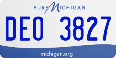 MI license plate DEO3827