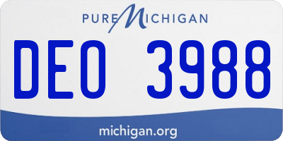 MI license plate DEO3988