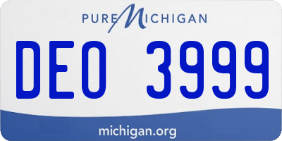 MI license plate DEO3999