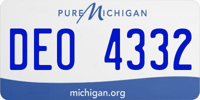 MI license plate DEO4332