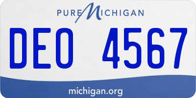 MI license plate DEO4567