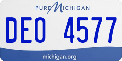 MI license plate DEO4577