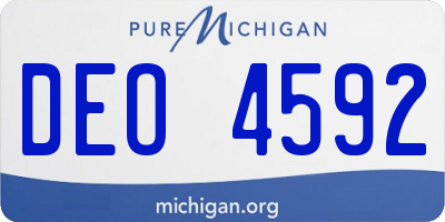 MI license plate DEO4592