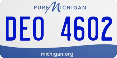 MI license plate DEO4602