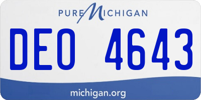 MI license plate DEO4643