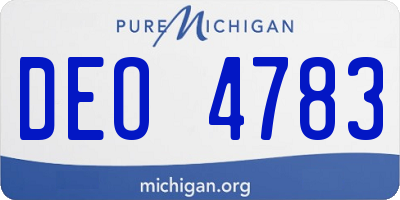 MI license plate DEO4783