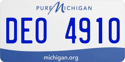 MI license plate DEO4910