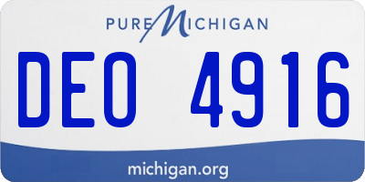 MI license plate DEO4916