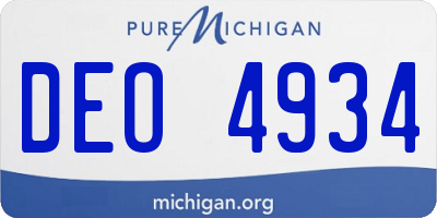 MI license plate DEO4934