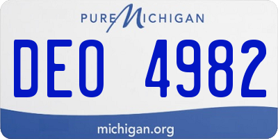MI license plate DEO4982