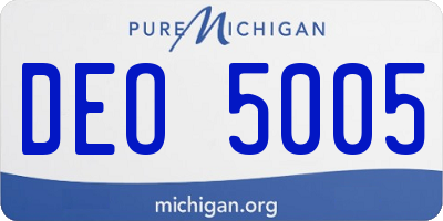 MI license plate DEO5005