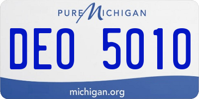 MI license plate DEO5010