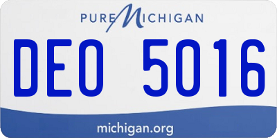 MI license plate DEO5016