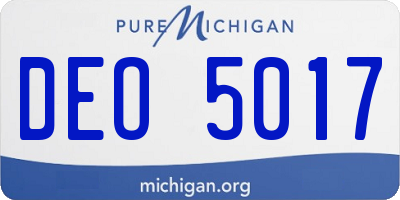 MI license plate DEO5017