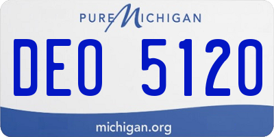 MI license plate DEO5120