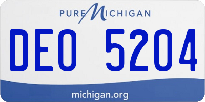 MI license plate DEO5204