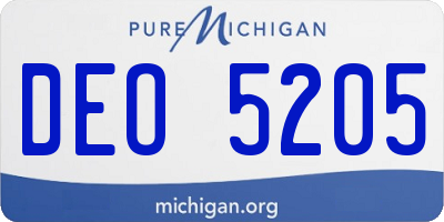 MI license plate DEO5205