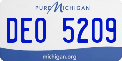MI license plate DEO5209