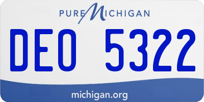 MI license plate DEO5322