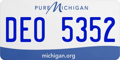 MI license plate DEO5352